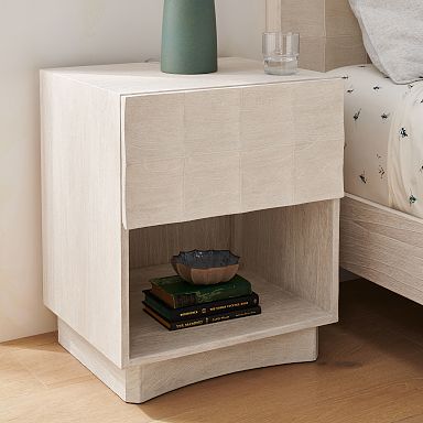 Alice Modern Classic Beige Two Drawer Open Top Shelf Nightstand