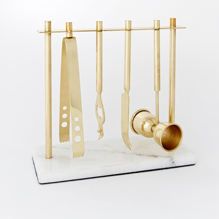 Deco Marble &amp; Brass Barware Set