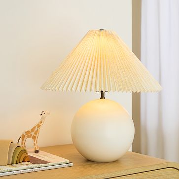 Metal Sphere Table Lamp & Pleated Shade (18)