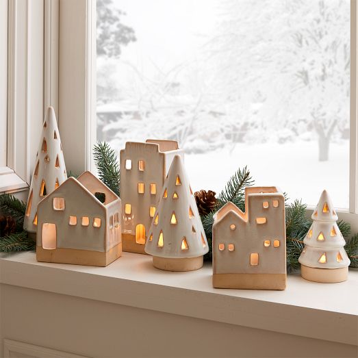 Ceramic Tealight Village Set West Elm
