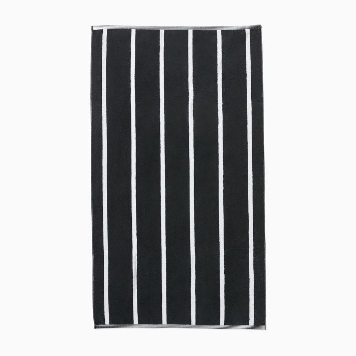 Woven Stripe Beach/Pool Towel - Black