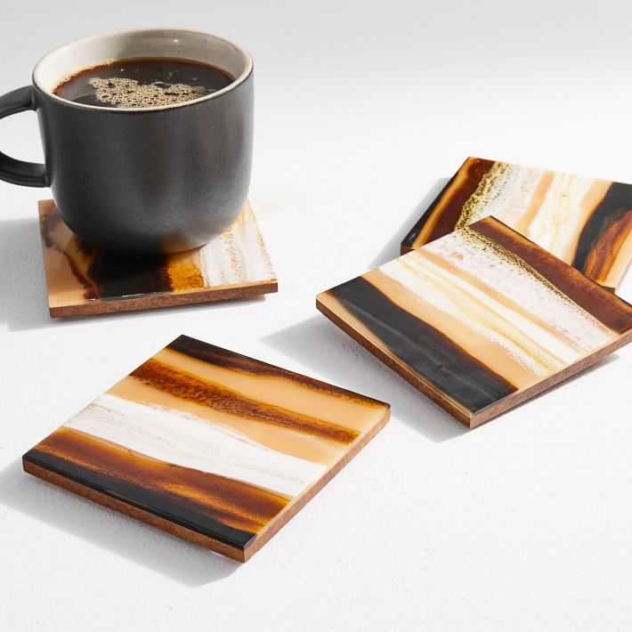 Cordai Resin &amp; Wood Coasters (Set of 4)