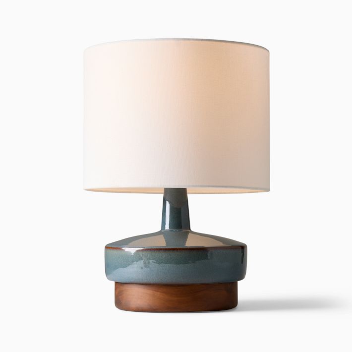 Wood & Ceramic Table Lamp (17")