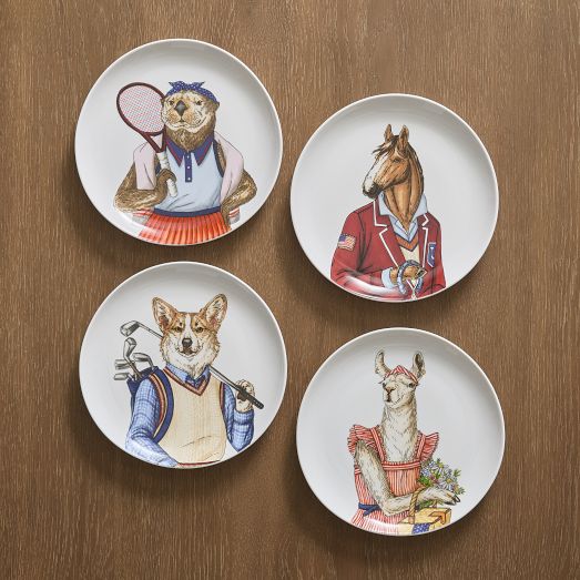 4 dapper animal ART shops Plates