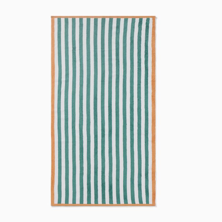 Biarritz Woven Stripe Beach Towel, peacock
