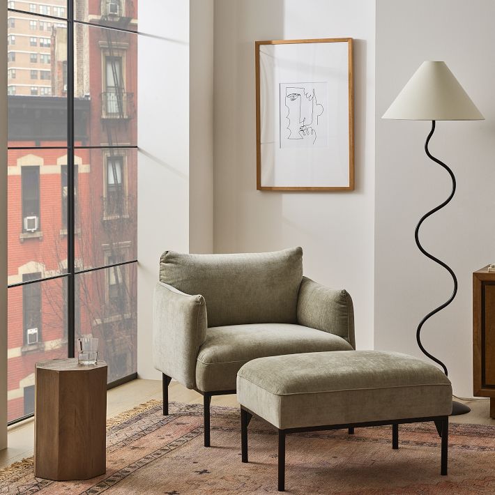 West elm lounge chair deals with ottoman