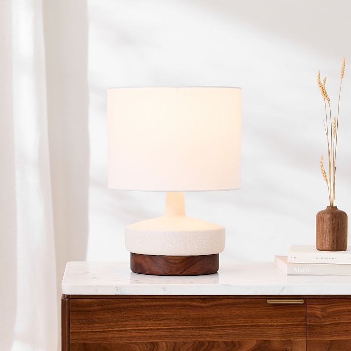 Wood &amp; Ceramic Table Lamp (17&quot;)