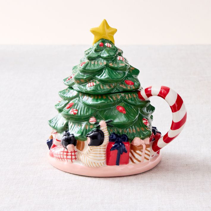 Playful Holiday Mugs: Williams Sonoma Figural Christmas Tree and