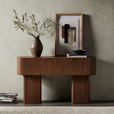 Modern Rustic Console Table - Rich Walnut