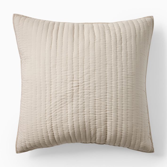 Airy Cotton Voile Solid Quilt & Shams (Sand/ Euro/Set of 2)