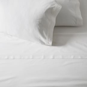 400-Thread-Count Organic Percale Pleated Edge Sheet Set & Pillowcases ...