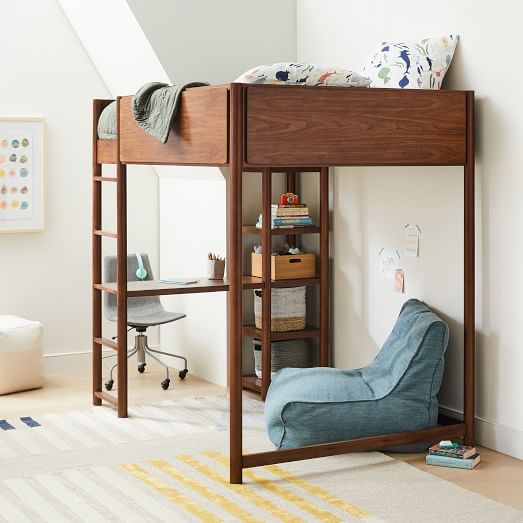 Mid Century Full Loft Bed w Desk West Elm