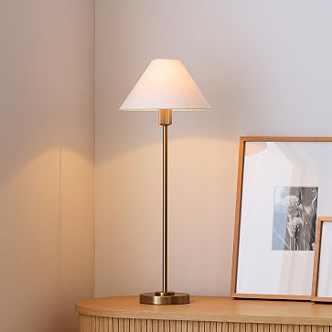 Prix Leather and Polished Brass Modern Table Lamp