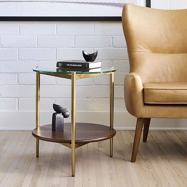 Hex Side Table (15.5) - Antique Brass