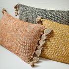 Two-Tone Chunky Linen Tassels Pillow Cover