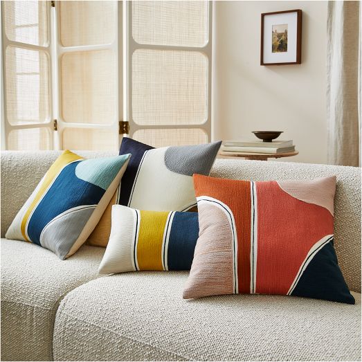 Crewel Outlined Shapes Pillow Cover | West Elm