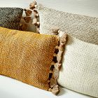 Two-Tone Chunky Linen Tassels Pillow Cover