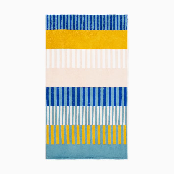 Organic Collage Stripe Beach/Pool Towel - Lagoon