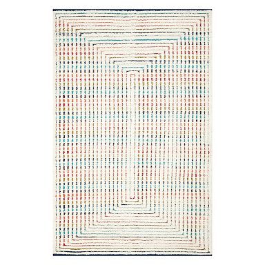 Concentric Rainbows Easy Care Rug