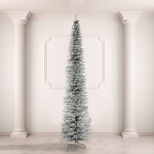 Faux Silver Tinsel Christmas Tree 9' West Elm