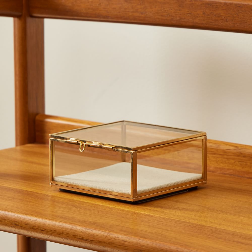 Golden Glass Shadow Box, Gold, Small Square