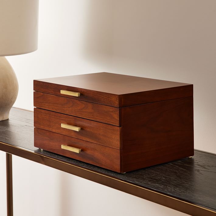 Mid-Century Acorn Wood Jewelry Box