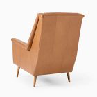 Carlo High-Back Leather Mid-Century Chair - Wood Legs