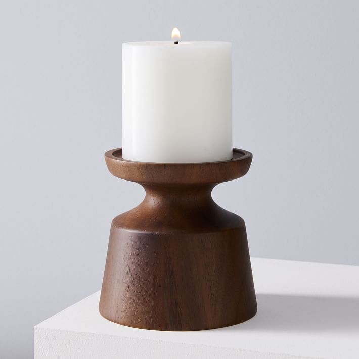 Wood Pedestal Candleholder