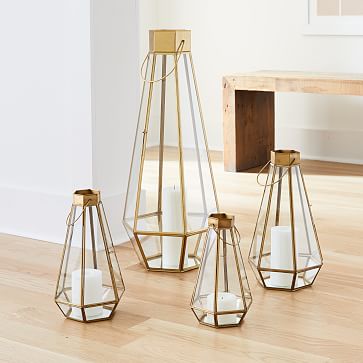 Faceted Glass & Brass Metal Lanterns | West Elm