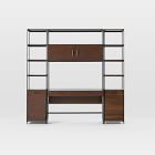 Foundry Narrow Bookcase &amp; Desk Set (84&quot;) - Dark Walnut