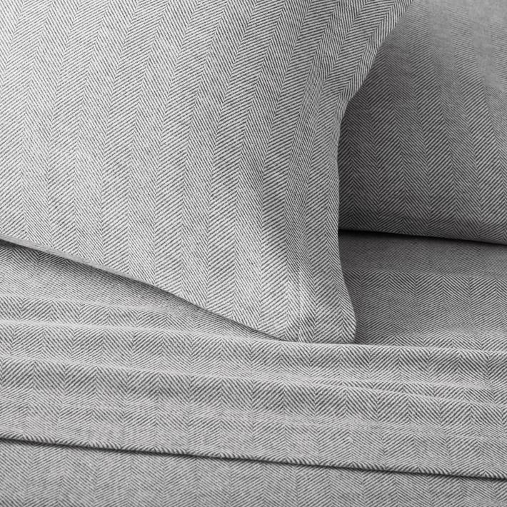 Flannel Herringbone Pillowcases (Set of 2)