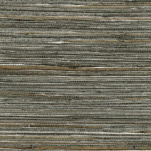 Metallic Gunmetal Grasscloth Wallpaper West Elm