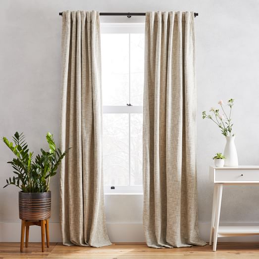 Cotton Textured Weave Curtain & Blackout Lining - Ivory | West Elm