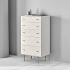 Modernist Wood &amp; Lacquer 5-Drawer Dresser (28&quot;) - Winter Wood