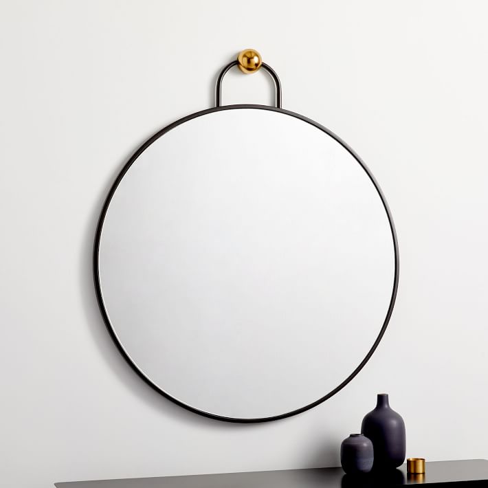 Geometric Hook Round Wall Mirror - 30&quot;