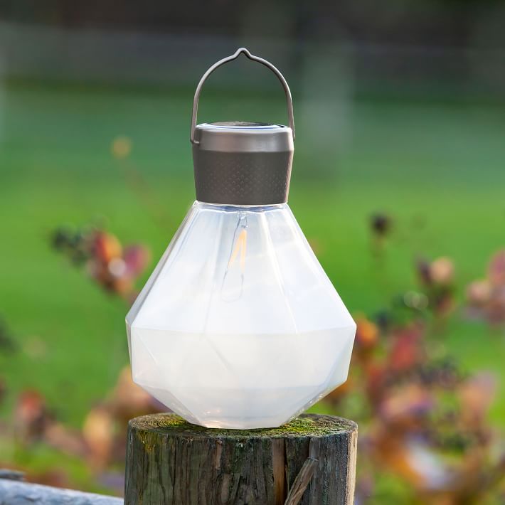 Solar Gem Cut Glass Lantern &ndash; Milk