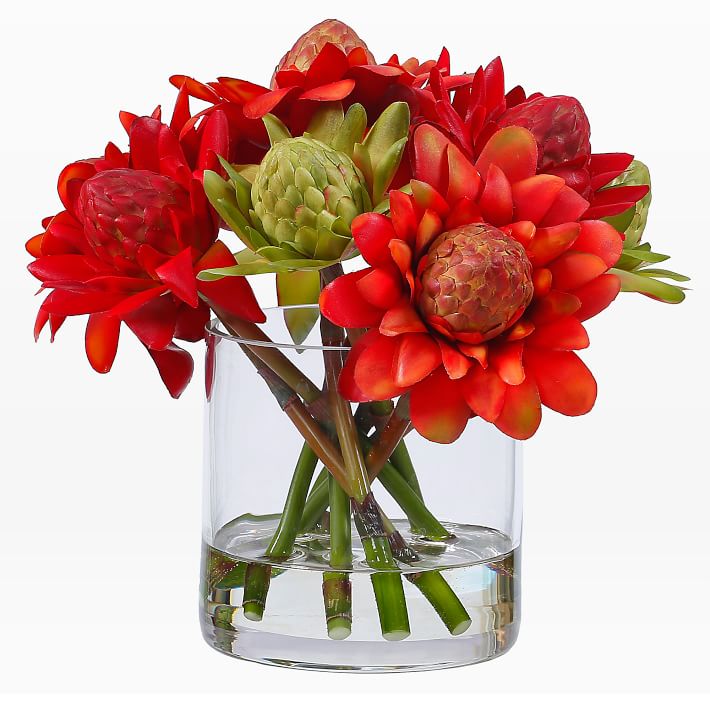 Faux Flower Bouquet - Red &amp; Green