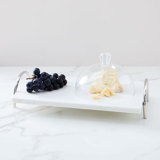 Nickel & Marble Tray w/ Cloche | West Elm