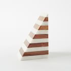 Striped Marble &amp; Wood Bookend