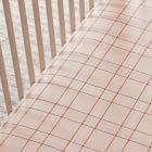 Heather Taylor Home Open Plaid European Flax Linen Crib Fitted Sheet