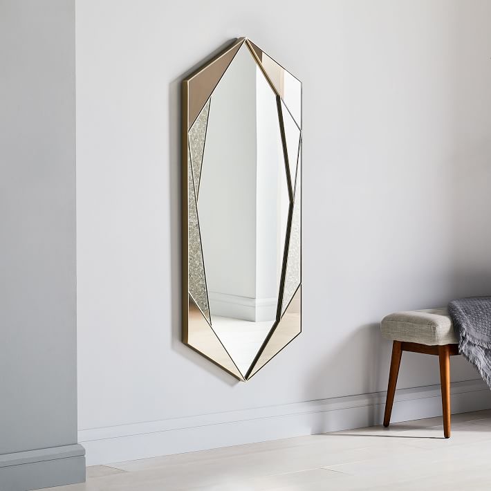 Tinted Faceted Hex Wall Mirror - 56&quot;