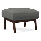 Ryder Ottoman, Chenille Tweed, Pewter, Dark Walnut