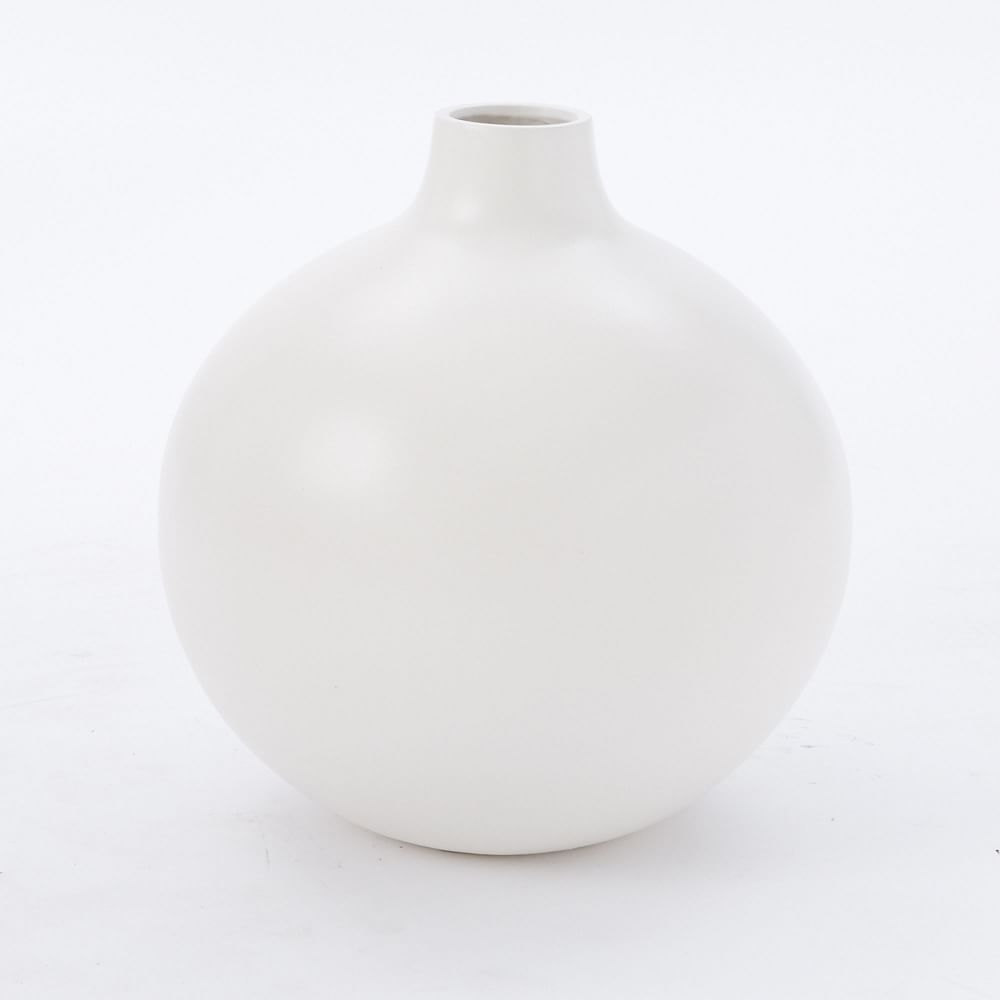 Pure White Ceramic Vase, Oversized Ball 17.1
