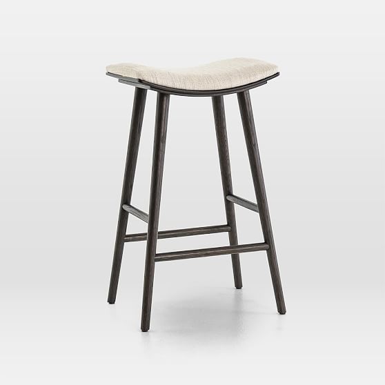 Essence Natural Saddle Style Wood Bar Stool in Black/Cream