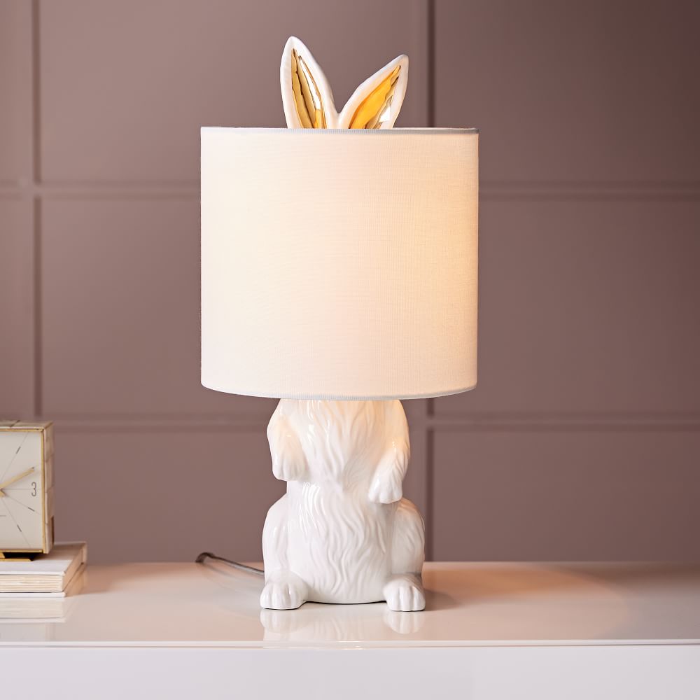 Ceramic Nature Rabbit Table Lamp, White