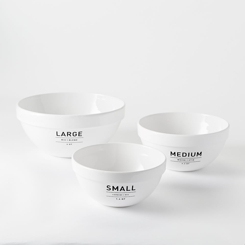 Utility Kitchen Collection, Mixing Bowls, Set of 3, White