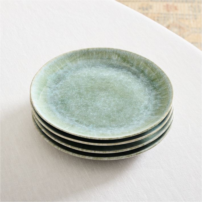 West Elm Reactive Glaze Stoneware Salad Plate Sets in Celadon