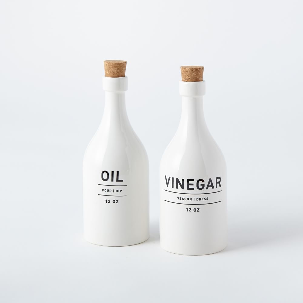 Utility Kitchen Collection, Oil + Vinegar Set, White