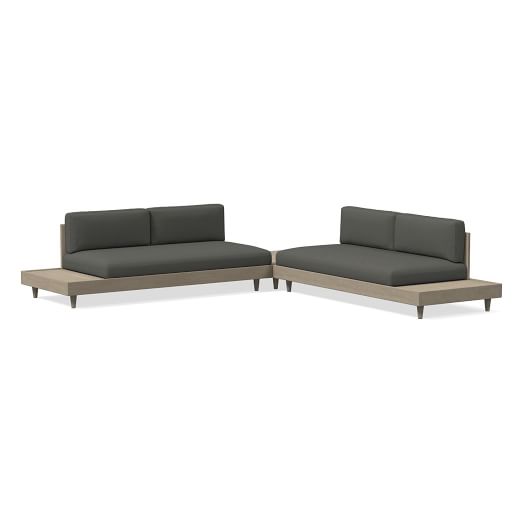 Portside Low Outdoor 3Piece Sectional with Coffee Table Cushion Covers