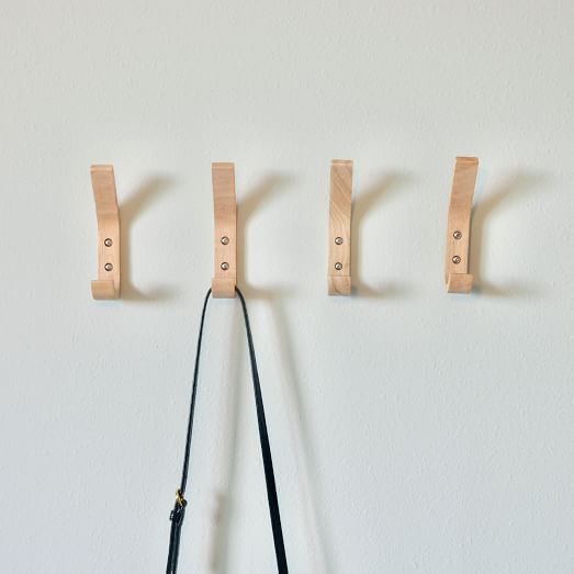 Modern Home by Bellver Wooden L-Shaped Double Wall Hooks - Set of 4 ...